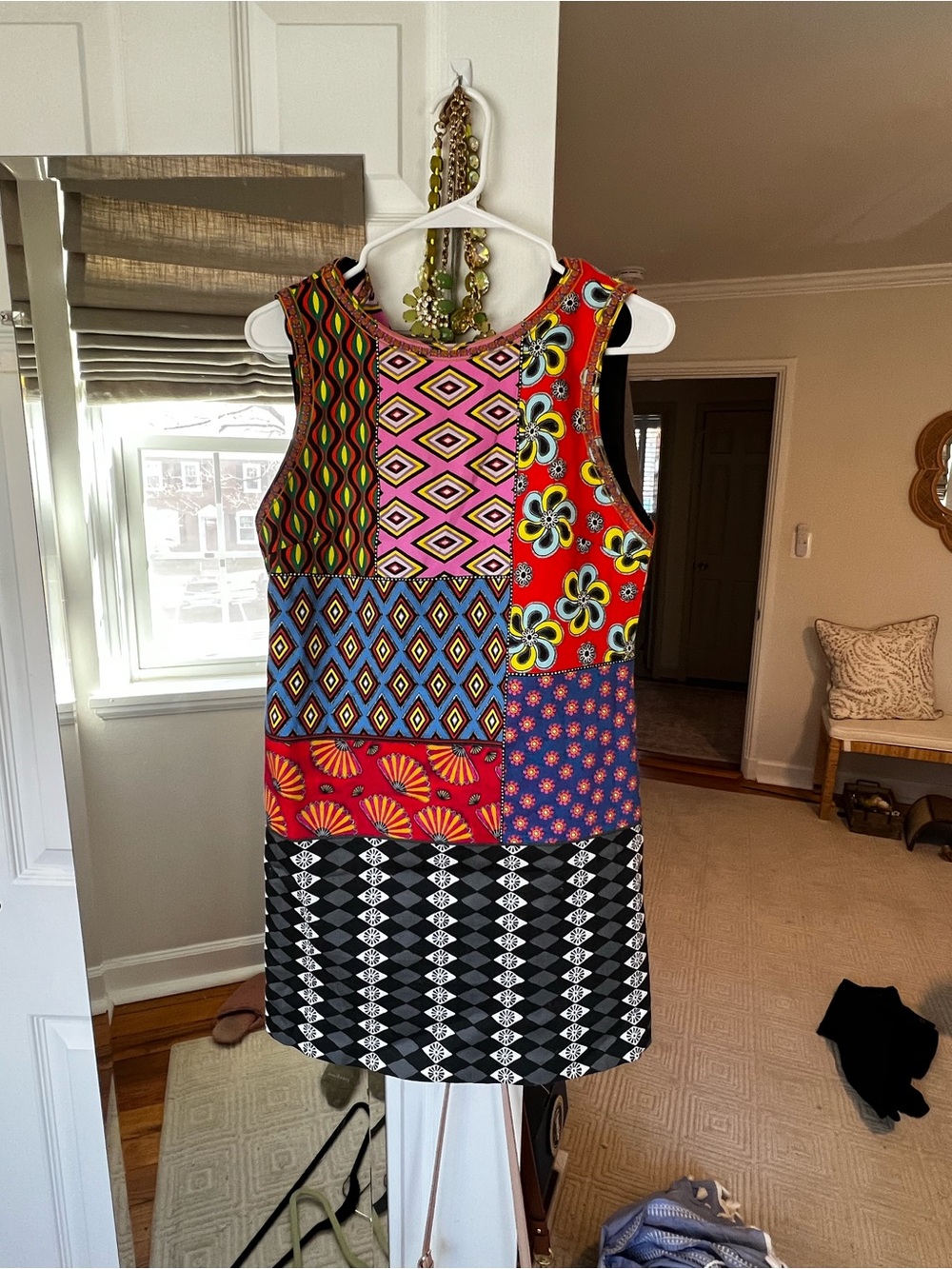 Alice + Olivia x Carla Kranendonk Patchwork Print Sleeveless Shift Dress